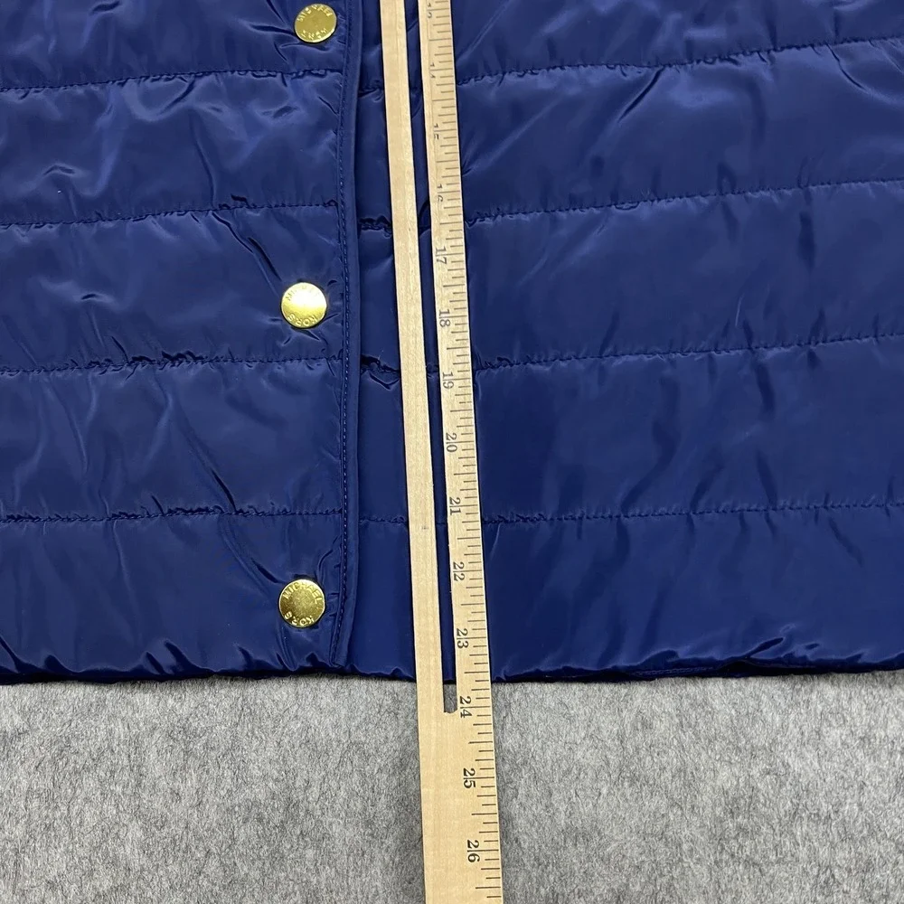 Michael Kors‎ Vest Womens Medium Blue Quilted Snap Front Stand Collar Puffer